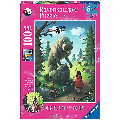 Ravensburger Puzzle Glitter Rotkppchen und der Wolf (100XXL)