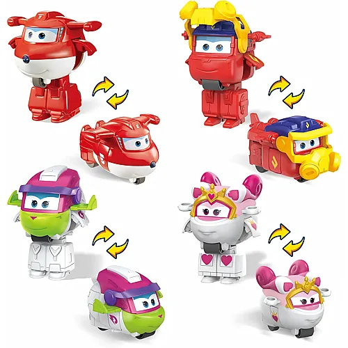 Alpha Toys Super Wings 4er Pack Jett, Curie, Runi und Sara (5cm)