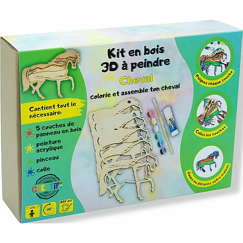 Creatif Wood Kit EN Bois 3D A Peindre Cheval