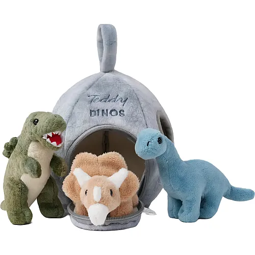 Teddykompaniet Spielset Dino-haus Mit 3 Pl�schdino's 20 Cm
