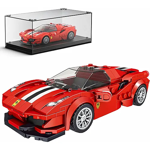 Mould King Technik Speed Champion Sportwagen Klemmbausteine F488 GTB Rennwagen Bausteine Auto Bauspielzeug Mit Acryl-vitrine