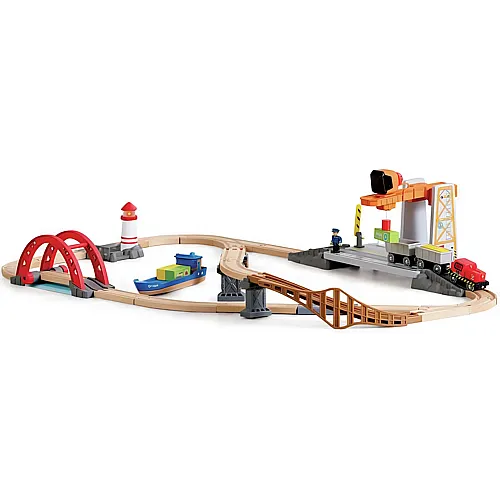 Hape Eisenbahn Bahn- und Seefracht Set