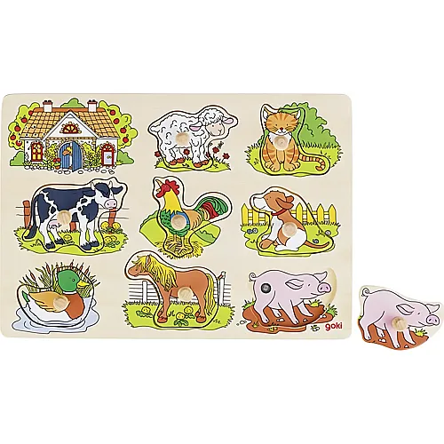 Goki Puzzle Bauernhof mit Tierstimmen (8Teile)