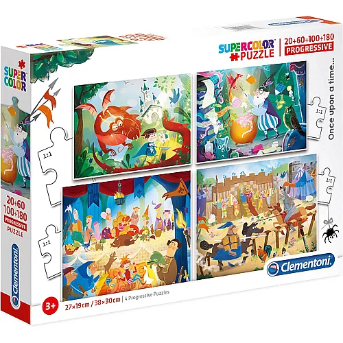 Clementoni Supercolor Es war einmal - 4 Progressive Puzzles (20-180)