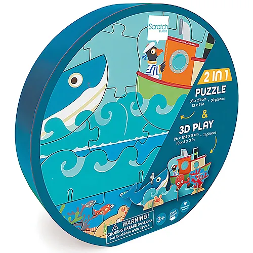 2in1 Spielpuzzle 3D Ozean 30Teile