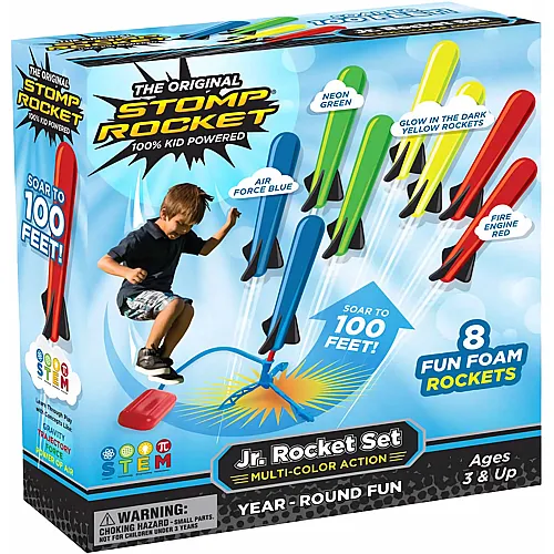 Stomp Rocket Jr. Rocket 8 Raketen aus Schaumstoff, Startrampe, ab 3 Jahren
