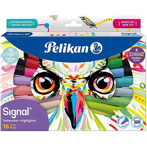 Textmarker Signal Eulen-Set - 16 Teile