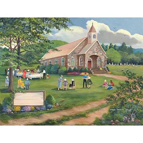 SunsOut Puzzle Peggy Myrick Knight Sunday Dinner on the Grounds - 300 Teile
