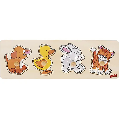 Goki Puzzle Hund, Ente, Hase, Katze (4Teile)