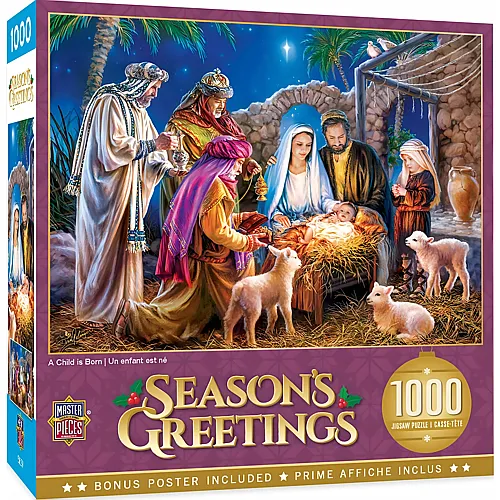 Master Pieces Puzzle Seasons Greetings Holiday - Ein Kind wird geboren - 1000 Teile