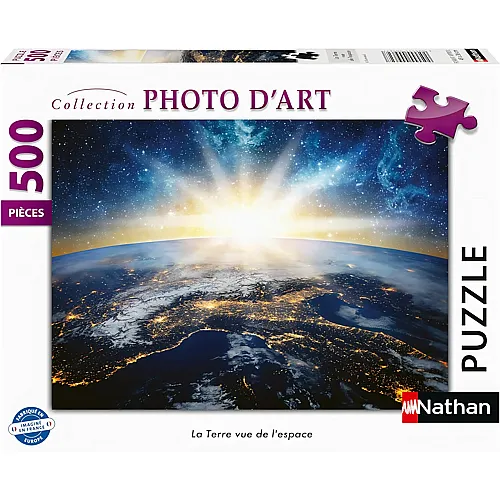 Nathan Puzzle Collection Photo d'Art Die Erde aus dem Weltraum betrachtet - 500 Teile