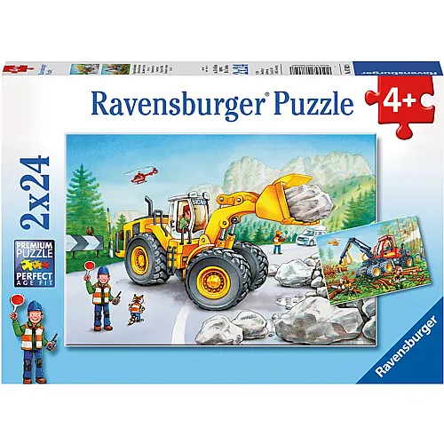 Ravensburger Puzzle Bagger und Waldtraktor (2x24)