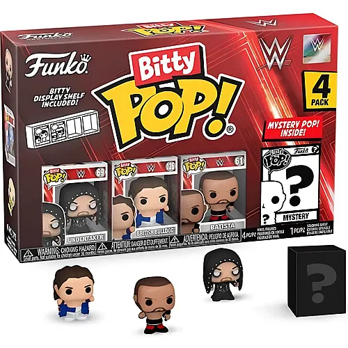 Funko Bitty Pop! WWE - The Undertaker, British Bulldog, Batista und Mystery - 4 Teile