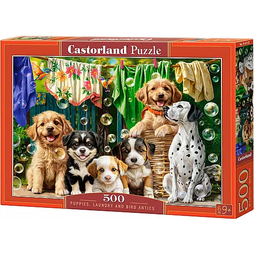 Castorland Puzzle Welpen, W�sche und Vogelgepl�nkel - 500 Teile