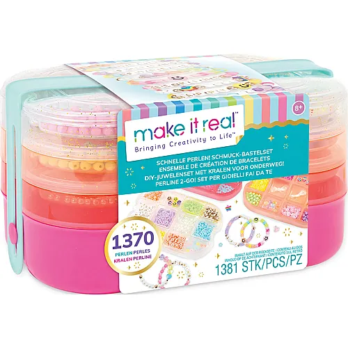 Make It Real Schmuck-Bastelset Schnelle Perlen - 1381 Teile