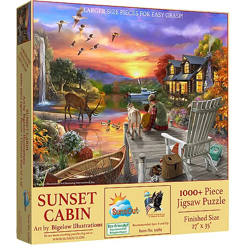 SunsOut Puzzle Bigelow Illustrations Sunset Cabin - 1000 Teile
