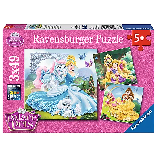 Ravensburger Puzzle Disney Princess Palast Tiere - Belle, Cinderella und Rapunzel (3x49)