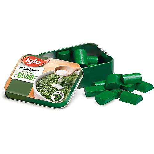 Erzi Spinat von Iglo aus Holz in der Dose