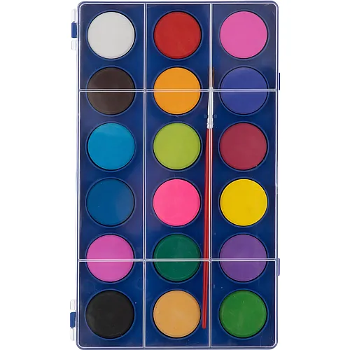 Grafix Aquarellpalette mit Pinsel, 18 Farben.