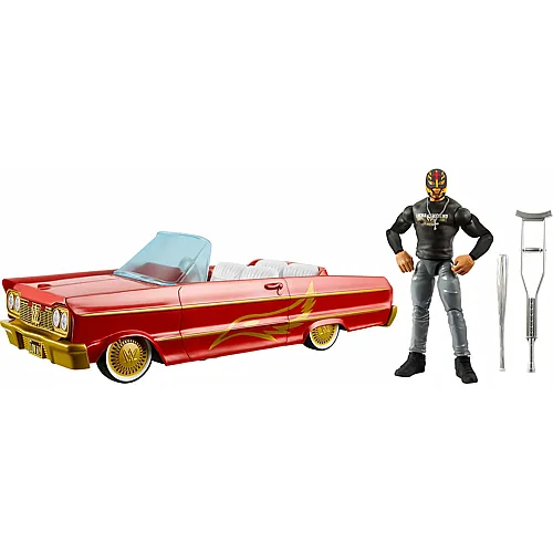 Mattel WWE Lucha Low Rider mit Abschuss-Action und Hydraulik, Rey Mysterio