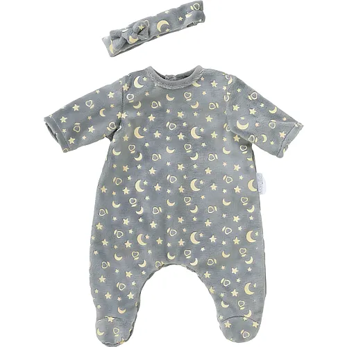 Puppen-Pyjama Glitter in the Dark und Stirnband 36cm