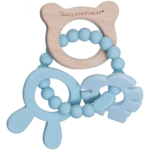 Beissring aus Holz & Silikon Blau