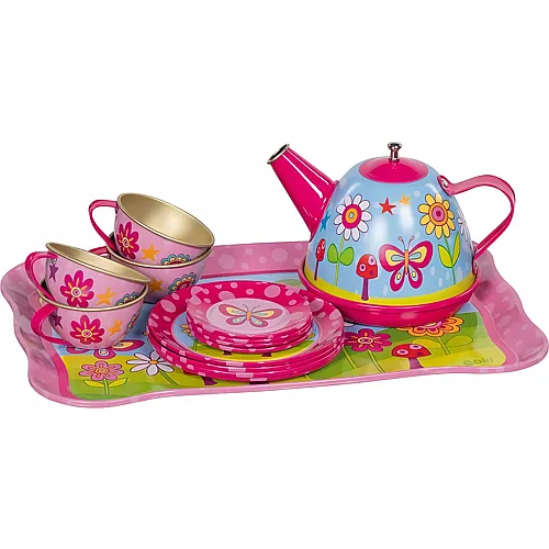 Goki Teeservice aus Blech Funky Flowers - 14 Teile