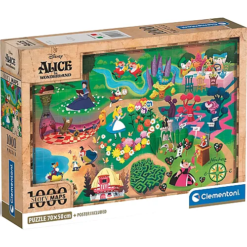 Clementoni Puzzle Story Maps - Alice im Wunderland (1000Teile)