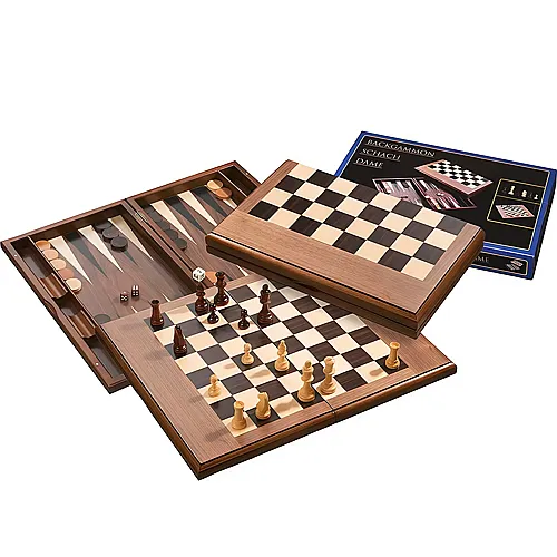 Philos Spiele Schach-Backgammon-Dame-Set, Feld 50mm