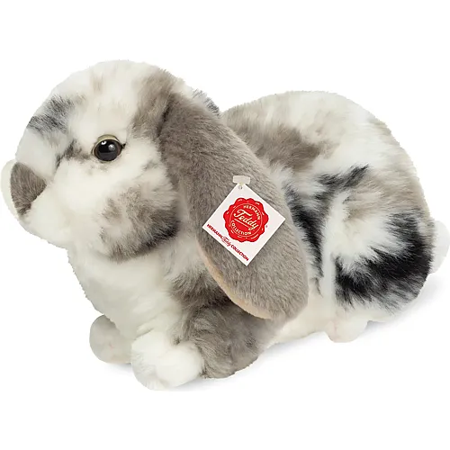 Teddy-Hermann Widderkaninchen gescheckt Grau-Weiss - 23 cm