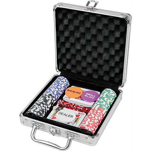 Pokerchips im Aluminiumkoffer, 100 Chips