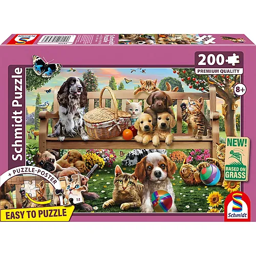 Schmidt Puzzle Gartenpicknick f�r Hund und Katze - 200 Teile