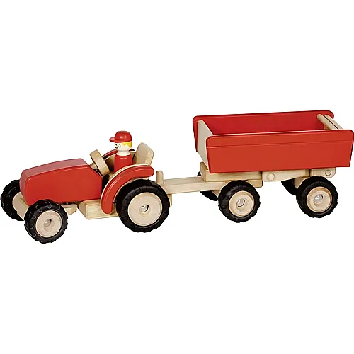 Goki Traktor mit Anhnger Rot