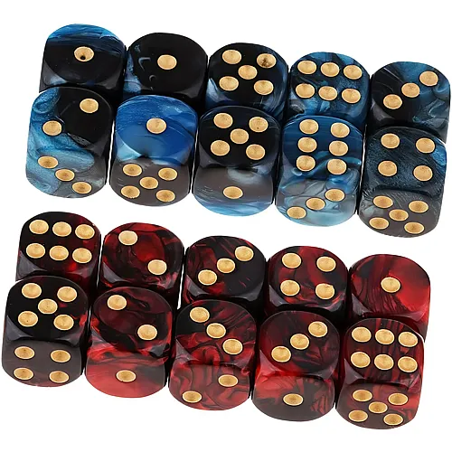 Yourandoll Polyedrische W�rfel D6 W�rfel 16mm Acryl Dice Spielw�rfel for DND RPG Tischspiele (Blau Schwarz und Rot Schwarz) (20Teile)