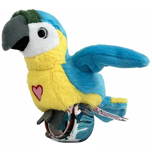 Happy Yappers Blauer Papagei interakiver Pl�schvogel - 15 cm