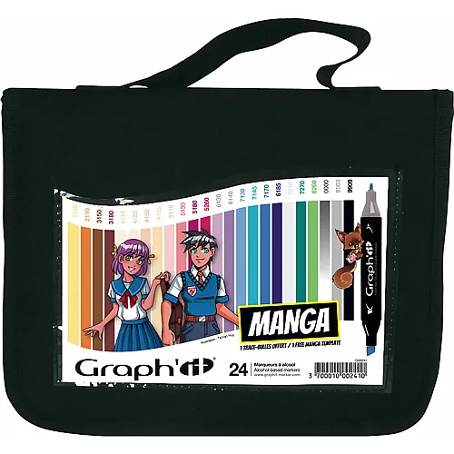 Graph'it LA Trousse DE 24 Marqueurs Manga