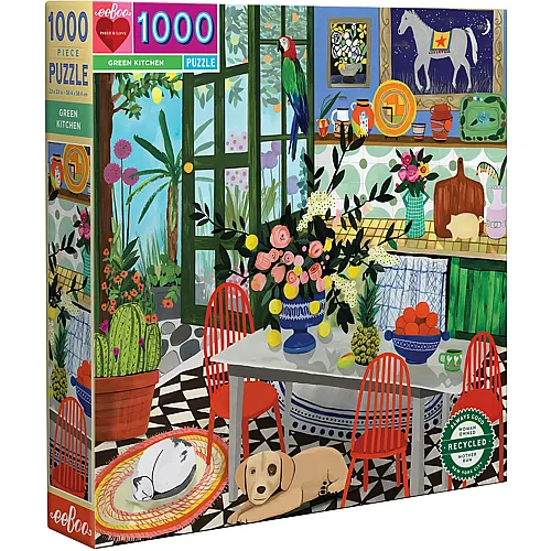 eeBoo Puzzle Green Kitchen (1000Teile)