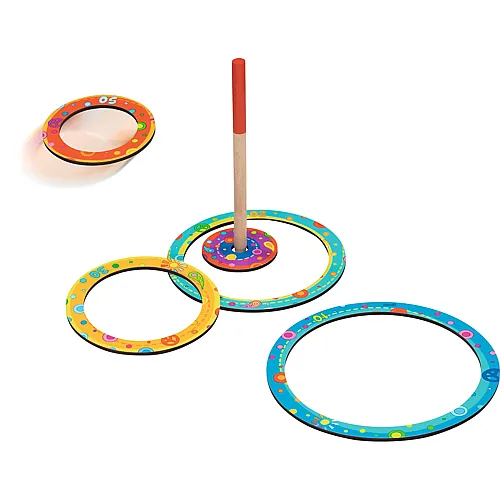 Goki Ringwurfspiel 'goki66' 6-teilig Aus Holz, Grosser Ring Ã~= 25 Cm