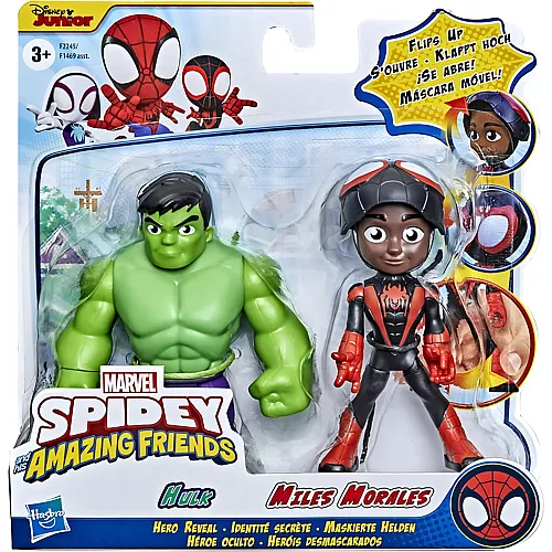 Hasbro Spiderman 2er Pack Spidey and his Amazing Friends Miles Morales und Hulk