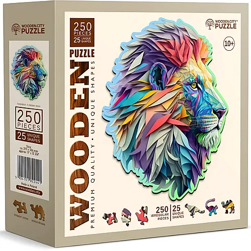 Wooden City Puzzle Holz L Modern Lion 250 Teile, aussergewhnliche Formen, 27.7x32.6cm, ab 10 J.