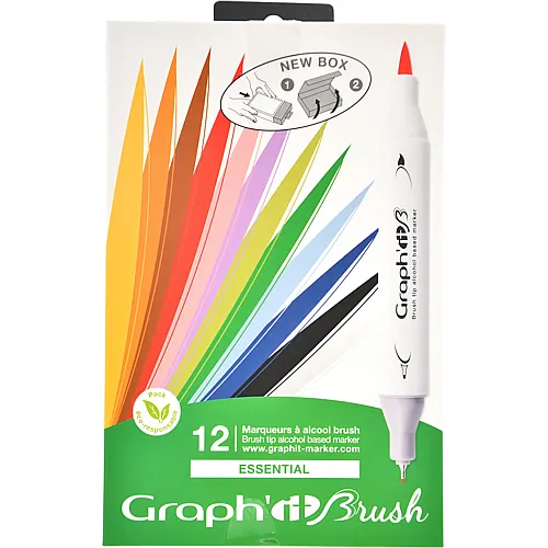 Graph'it Brush & Extra Fine Set 12 Marqueurs Essential
