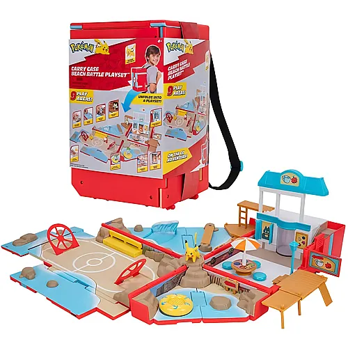 Jazwares Pok�mon PKW3424 - Tragbares Spielset - Strand-Arena, offizielle zusammenklappbare Spielwelt mit Pikachu, ab 4 Jahren
