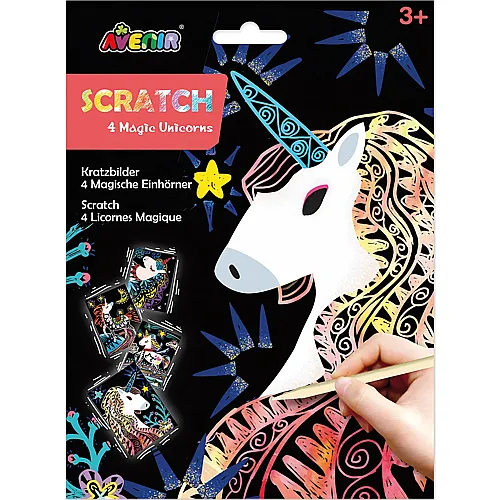Avenir Kratzbilder Einhorn - 4 Teile