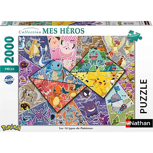 Nathan Puzzle Collection Mes H�ros The 16 Types of Pok�mon - 2000 Teile