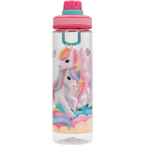 Depesche Ylvi Colour Cloud - XL Trinkflasche im Einhorn Design, Sportflasche mit Griff und 700ml Fassungsverm�gen