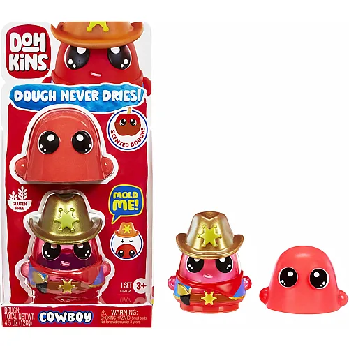 MGA DohKins Cowboy Single Pack Character - Enth�lt 1 DohKins Figur, 6 Figuren zum Sammeln, Knete Trocknet Niemals Aus, Glutenfrei, Geeignet f�r Sammler & Kinder im Alter von 2-5 Jahren