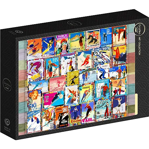 Grafika Puzzle Art Collection Ski Stamp Posters - 1000 Teile