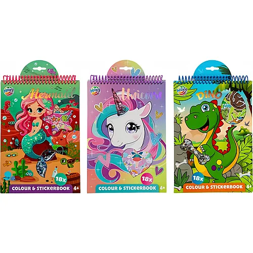 Sombo Mal- und Stickerbuch ass. 29x21cm, 3-fach assortiert