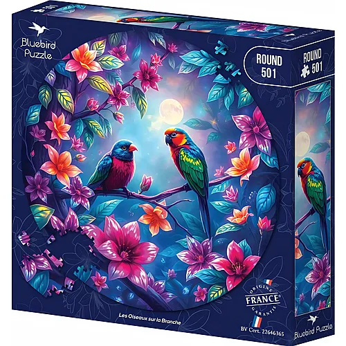 Bluebird Puzzle Puzzle 501 Teile Rundes Puzzle - Les Oiseaux sur la Branche