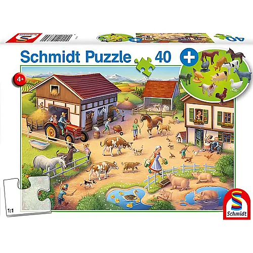 Schmidt Puzzle Lustiger Bauernhof inkl. Figuren (40Teile)